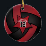 Décoration En Céramique Volley-ball noir et rouge foncé<br><div class="desc">do-it-yourself Joueur de volley-ball Sport Ornements de Noël. ⭐ Ce Produit est 100% Personnalisable. Les graphiques et / ou le texte peuvent être ajoutés, supprimés, déplacés, redimensionnés, changés autour, tournés, etc... 99% de mes designs dans mon magasin sont faits en couches. Cela vous permet de redimensionner et de déplacer facilement...</div>