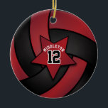 Décoration En Céramique Volley-ball noir et rouge foncé<br><div class="desc">do-it-yourself Joueur de volley-ball Sport Ornements de Noël. ⭐ Ce Produit est 100% Personnalisable. Les graphiques et / ou le texte peuvent être ajoutés, supprimés, déplacés, redimensionnés, changés autour, tournés, etc... 99% de mes designs dans mon magasin sont faits en couches. Cela vous permet de redimensionner et de déplacer facilement...</div>