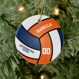Décoration En Céramique Volley-ball orange, blanc et bleu