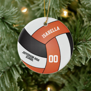 Décoration En Céramique Volley-ball orange, blanc et noir