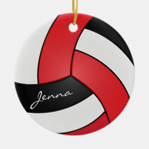 Décoration En Céramique Volley-ball 🏐 rouge, blanc et noir - Personnali