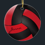 Décoration En Céramique Volley-ball rouge et noir | Nom do-it-yourself<br><div class="desc">Ornement de Noël de volley-ball rouge et noir prêt pour vous à personnaliser. ⭐ Ce Produit est 100% Personnalisable. *****Cliquez sur le BOUTON PERSONNALISER pour ajouter, supprimer, déplacer, redimensionner, modifier, tourner, etc... n'importe quel graphique ou texte ou utilisez les zones de remplissage. ⭐ 99% de mes designs dans mon magasin...</div>