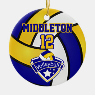 Décoration En Céramique Volley 🏐 Sport - Bleu, Blanc et Jaune