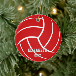 Décoration En Céramique volleyball minimaliste rouge vert filles garçons
