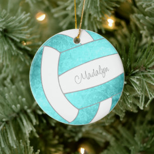 Décoration En Céramique volleyball personnalisé turquoise brillant souveni