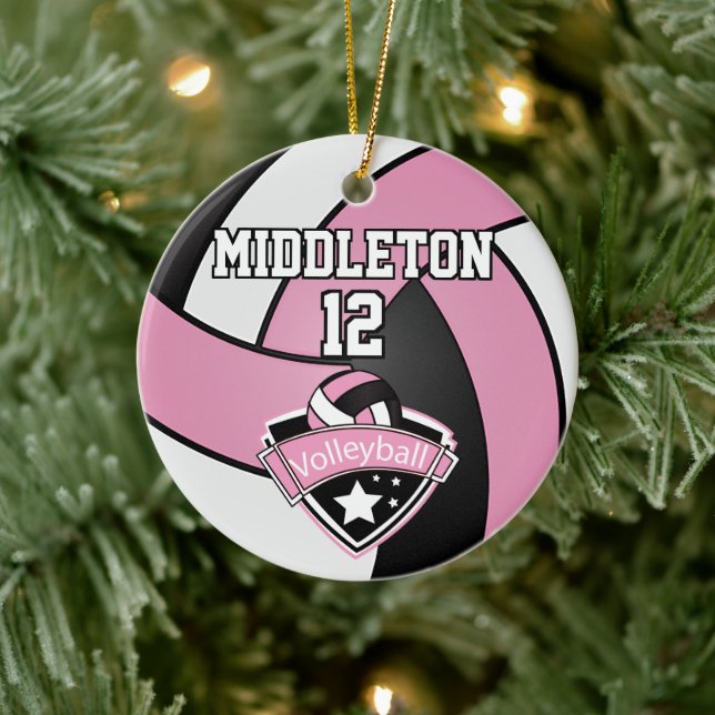 Décoration En Céramique Volleyball 🏐 Pink, White and Black (Arbre)