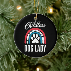 Décoration En Céramique Vote électoral de la dame sans enfants avec chien