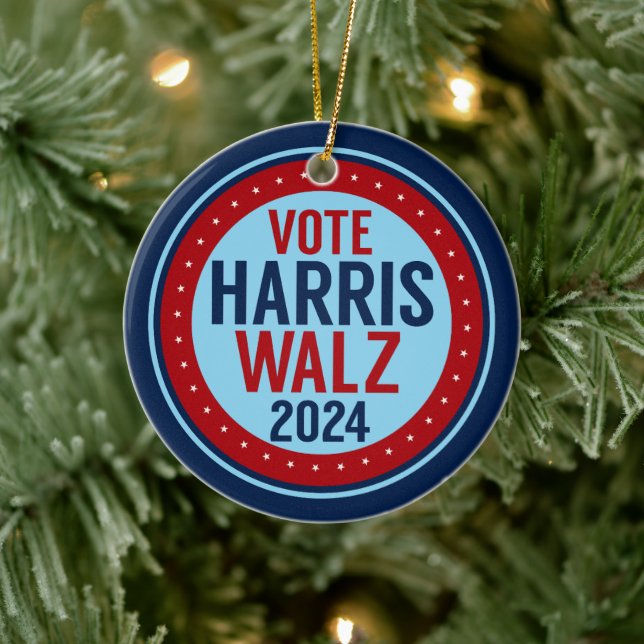 Décoration En Céramique Vote Harris Walz pour le Président Noël 2024 (Arbre)
