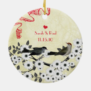 Décoration En Céramique Votre photo avec des oiseaux Vintages sur une bran