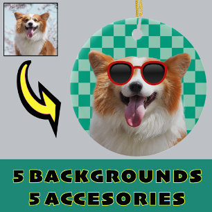 Décoration En Céramique Votre photo de chien Corgi avec des accessoires nu