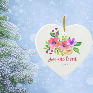 Décoration En Céramique Vous êtes aimé Citation chrétienne florale de l'Éc