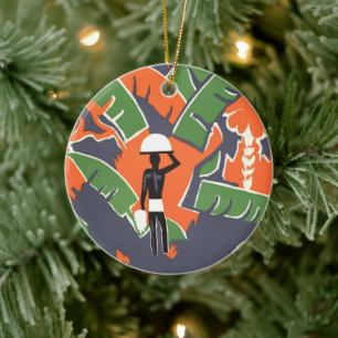 Décoration En Céramique Voyage Art Déco vintage, Amérindien dans la jungle