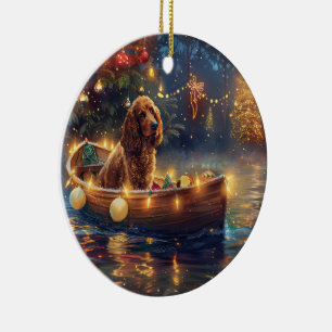Décoration En Céramique Voyage de Noël du Cocker Spaniel