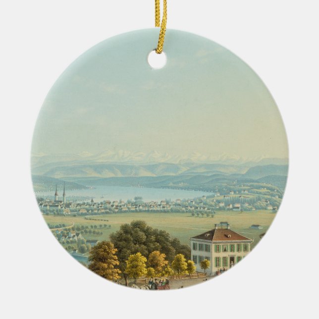 Décoration En Céramique Vue de Zurich, c.1840 (la semaine) (Devant)