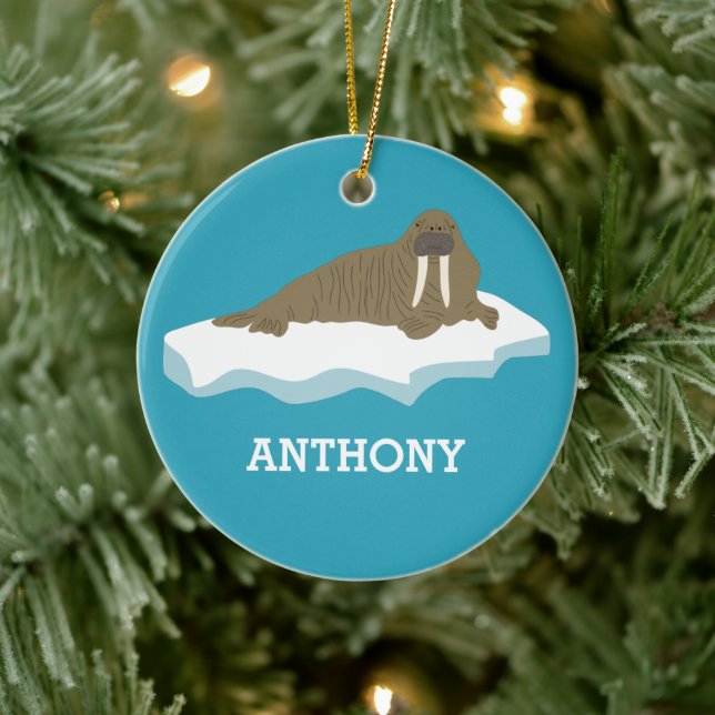 Décoration En Céramique Walrus sur une illustration Iceberg Personnalisé (Arbre)