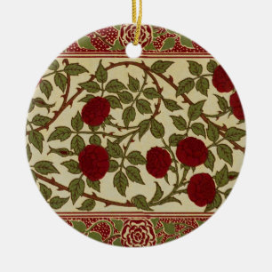 Décoration En Céramique Walter Crane Vintage Rosamund Rouge Rose Floral Ar