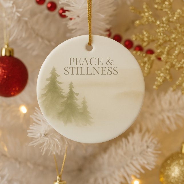 Décoration En Céramique Warm Winter Still Ornament (Warm taupe tones and quiet holiday stillness for serene winter décor)