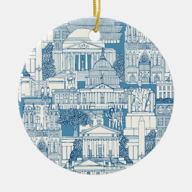 Décoration En Céramique Washington DC toile bleu (Devant)
