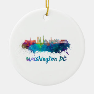 Décoration En Céramique Washington DC V2 skyline in watercolor
