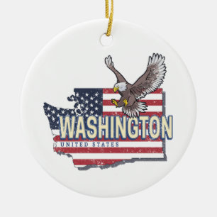 Décoration En Céramique Washington State États-Unis Carte USA Souvenir