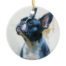 Watercolor French bulldog sitting