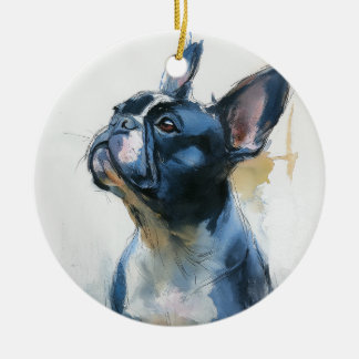 Décoration En Céramique Watercolor French bulldog sitting