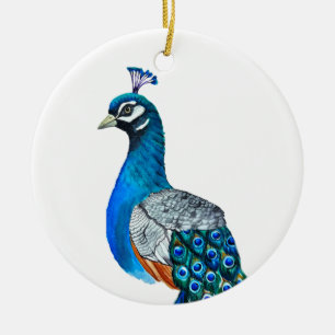 Décoration En Céramique Watercolor peacock