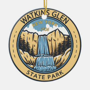 Décoration En Céramique Watkins Glen State Park New York Badge Vintage