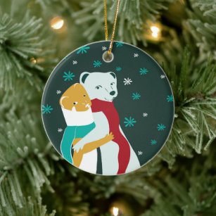 Décoration En Céramique Weasel embrasse en Turquoise Noël