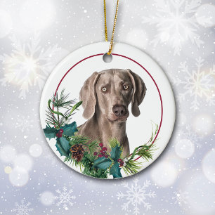 Décoration En Céramique Weimaraner Chien À feuillage persistant Berry Wrea