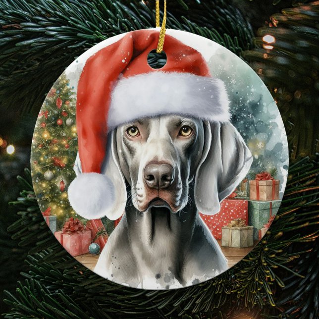 Décoration En Céramique Weimaraner Chien Aquarelle Noël (Créateur téléchargé)