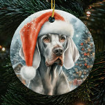 Décoration En Céramique Weimaraner Chien avec le chapeau de Noël<br><div class="desc">Élevez vos décorations de vacances avec notre charmant chien Weimaraner avec l'ornement en céramique de Noël du Chapeau de Noël, présentant une représentation festive de votre canine chère ornée d'un chapeau de Père Noël fantaisiste. Cet ornement unique est un incontournable pour tout amateur de Weimaraner, ajoutant une touche d'individualité à...</div>