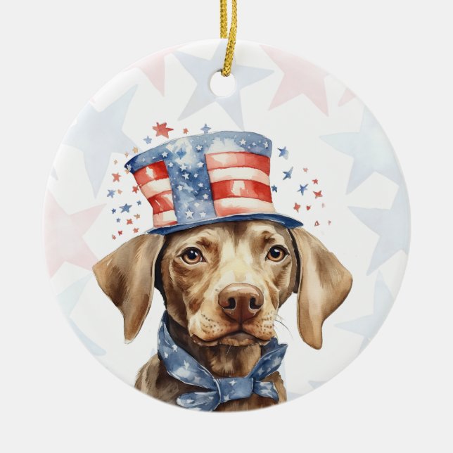 Décoration En Céramique Weimaraner Dog, 4th of july Personalized (Devant)