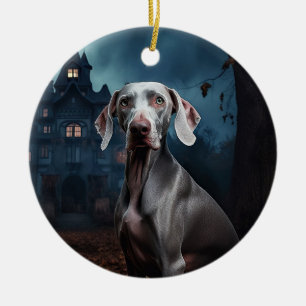 Décoration En Céramique Weimaraner Halloween Épouvantable