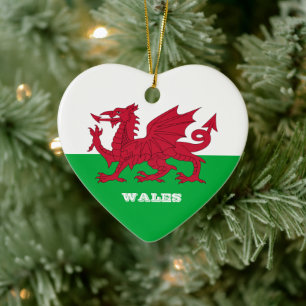 Décoration En Céramique Welsh Heart, Drapeau gallois Noël, Pays de Galles