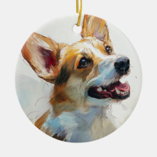Décoration En Céramique Welsh Pembroke corgi watercolor