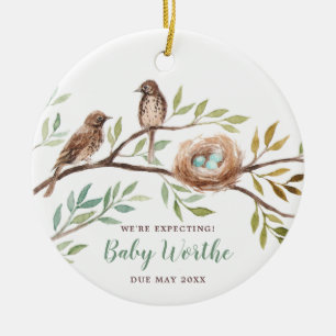 Décoration En Céramique We're Expecting Bird Family Pregnancy Announcement