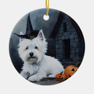 Décoration En Céramique West Highland White Terrier Citrouille Halloween