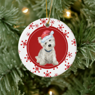 Décoration En Céramique West Highland White Terrier Red Snowflon