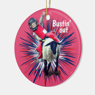 Décoration En Céramique Western Rodeo Cowboy Cowgirl Mutton Buston