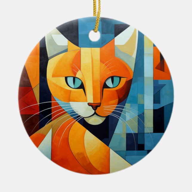 Décoration En Céramique Whiskers Abstraits : Chat orange (Devant)