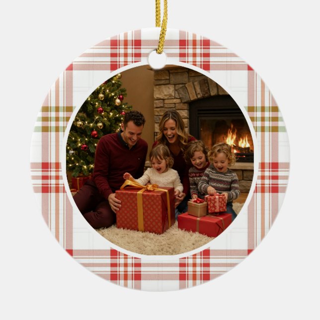Décoration En Céramique White Plaid Family Christmas (Devant)