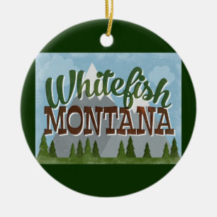 Décoration En Céramique Whitefish Montana Fun Retro Snowy Mounts