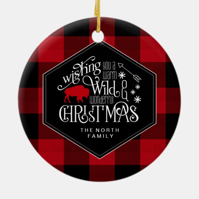 Décoration En Céramique Wild Wonderful Christmas Red Buffalo Plaid ID604 (Dos)