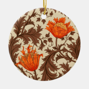 Décoration En Céramique William Morris Anemone, Beige, Brown & Rust Orange