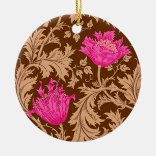Décoration En Céramique William Morris Anemone, Brown et Fuchsia Pink