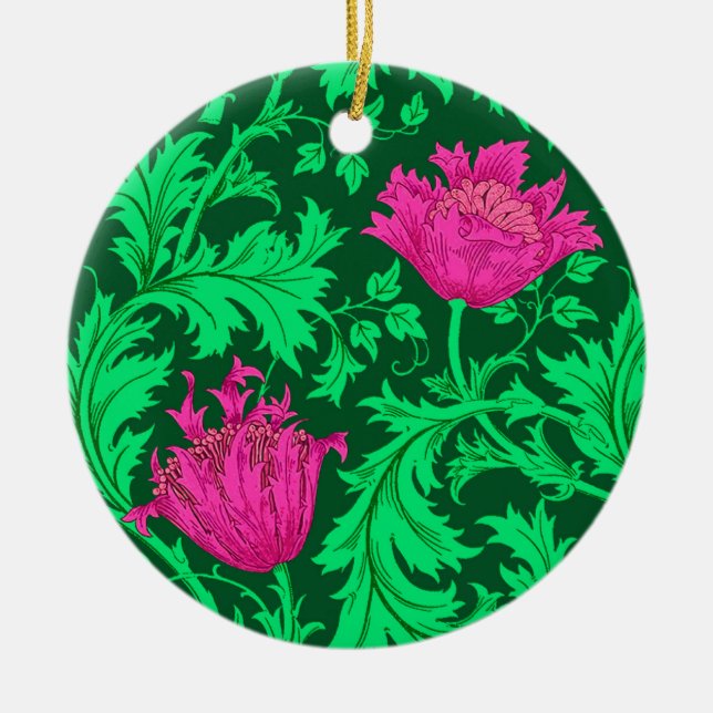 Décoration En Céramique William Morris Anemone, Emerald Green et Fuchsia (Devant)