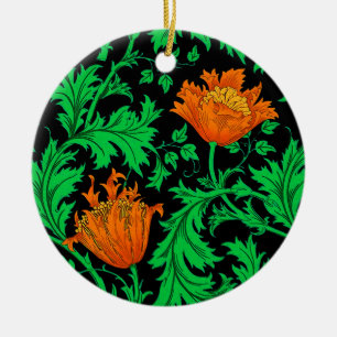 Décoration En Céramique William Morris Anemone, orange, vert et noir