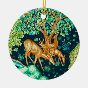 Décoration En Céramique William Morris Deer par un Indigo de la Tapisserie
