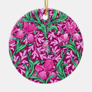 Décoration En Céramique William Morris Irises, Fuchsia Pink et Burgundy